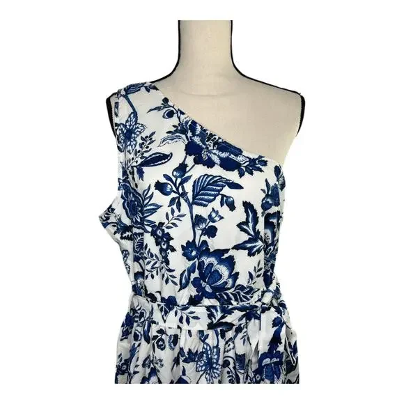 Cupshe Blue & White Floral One-Shoulder Mini Dress Size XL - Picture 5 of 9